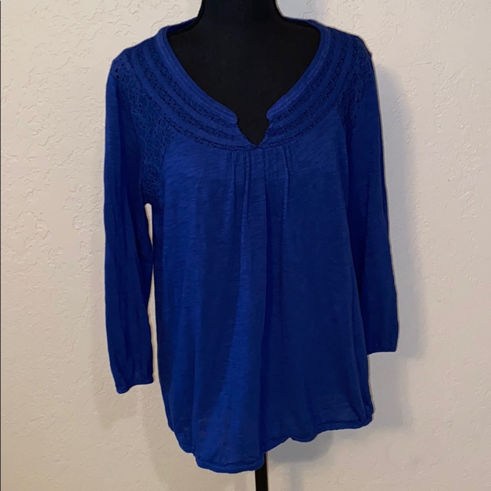 Lucky brand 3/4 sleeve blue top XL